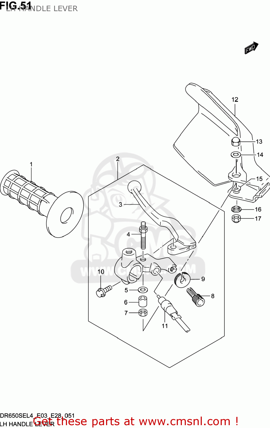 LH HANDLE LEVER DR650SE 2014 (L4) USA (E03)