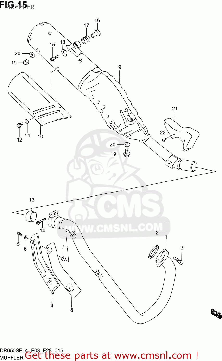 MUFFLER DR650SE 2014 (L4) USA (E03)