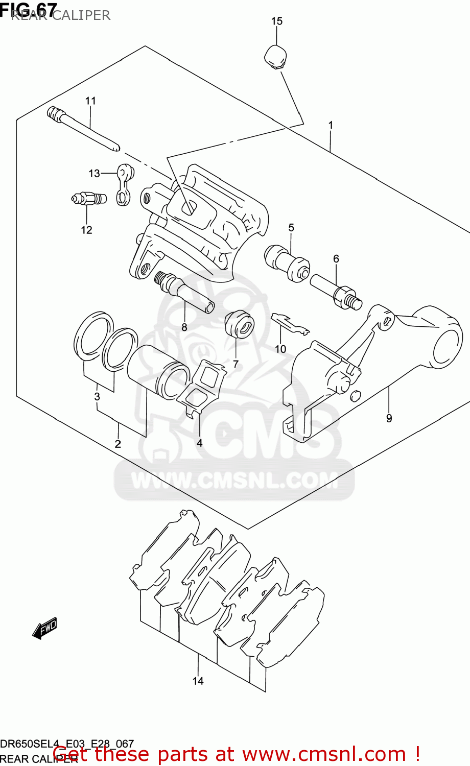 REAR CALIPER DR650SE 2014 (L4) USA (E03)