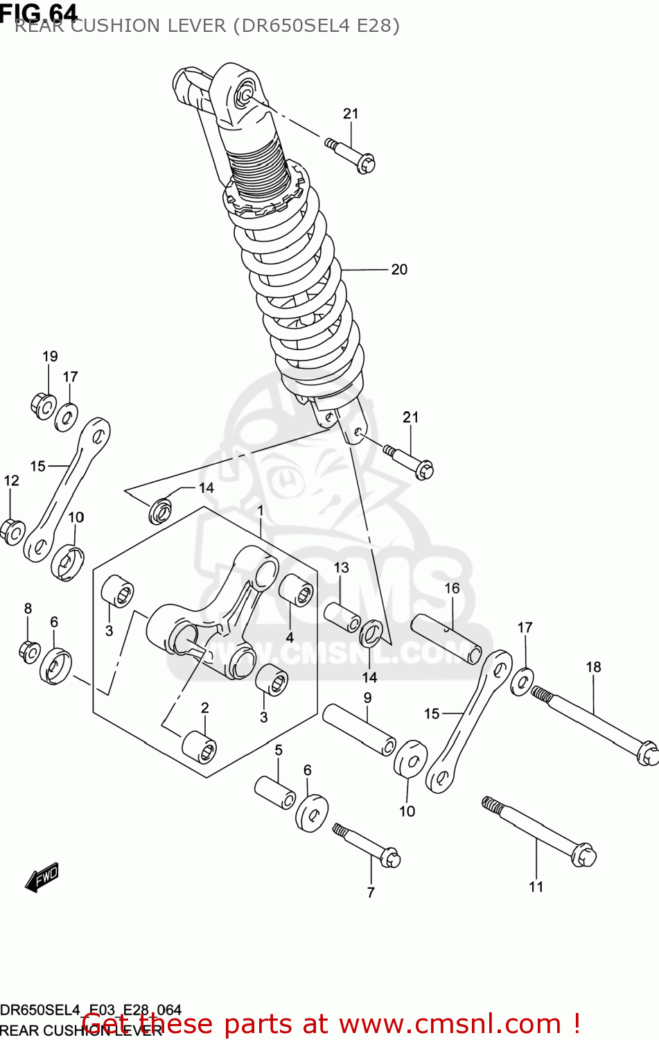 REAR CUSHION LEVER (DR650SEL4 E28) DR650SE 2014 (L4) USA (E03)