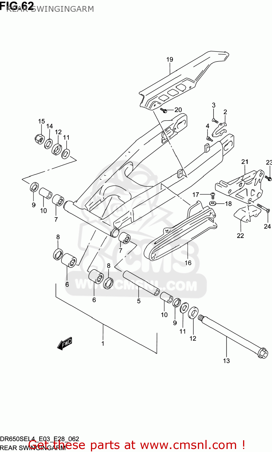 REAR SWINGINGARM DR650SE 2014 (L4) USA (E03)