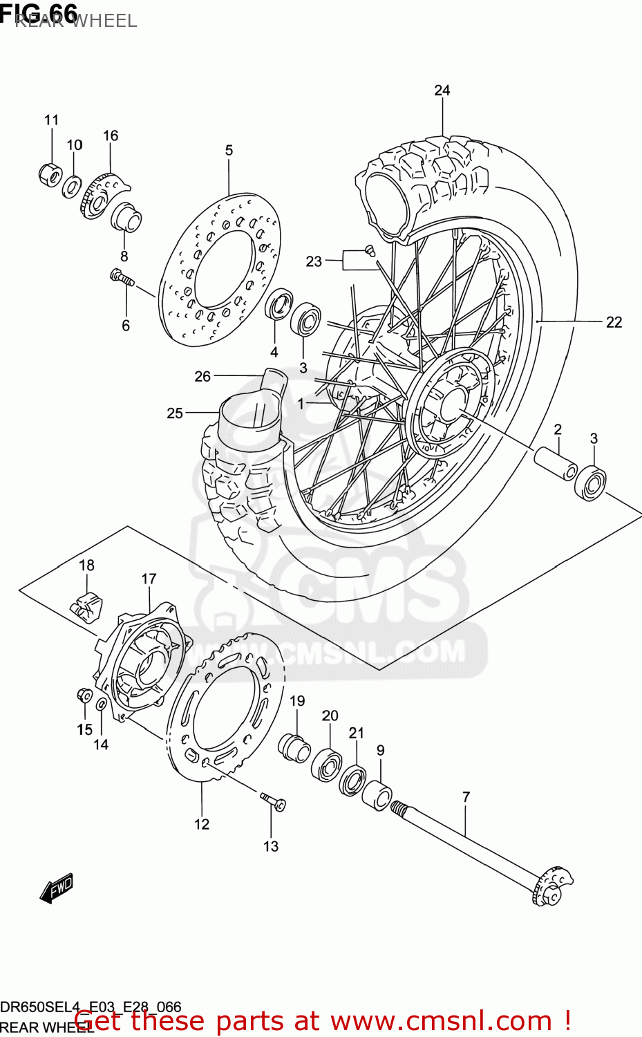 REAR WHEEL DR650SE 2014 (L4) USA (E03)