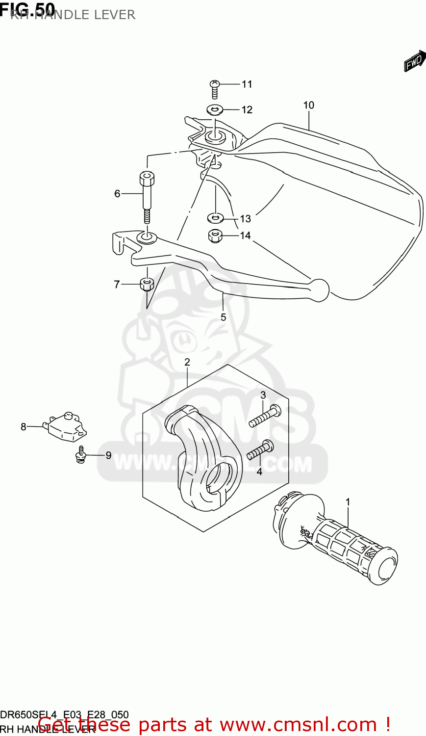 RH HANDLE LEVER DR650SE 2014 (L4) USA (E03)