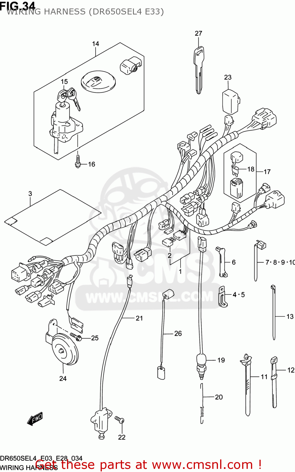 WIRING HARNESS (DR650SEL4 E33) DR650SE 2014 (L4) USA (E03)