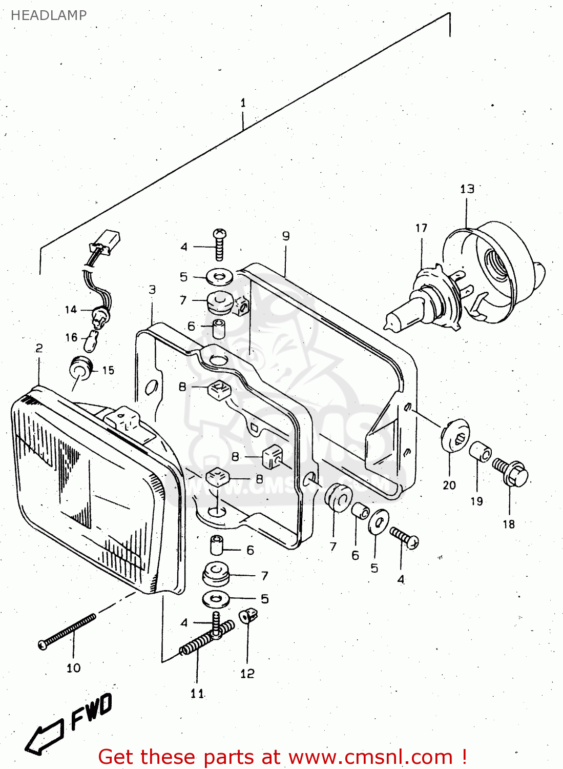 HEADLAMP DR650SEU 1998 (W) GERMANY (E22)