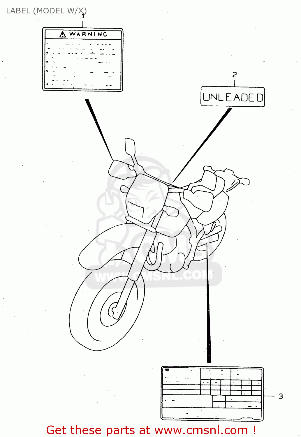 LABEL (MODEL W/X) DR650SEU 1998 (W) GERMANY (E22)