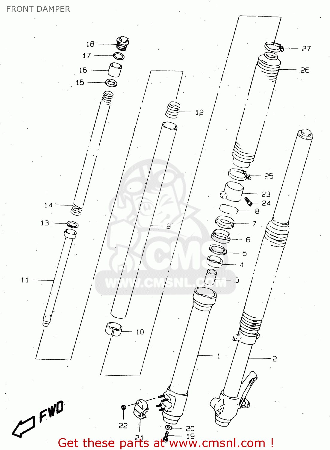 FRONT DAMPER DR650SEU 1998 (W) GERMANY (E22)