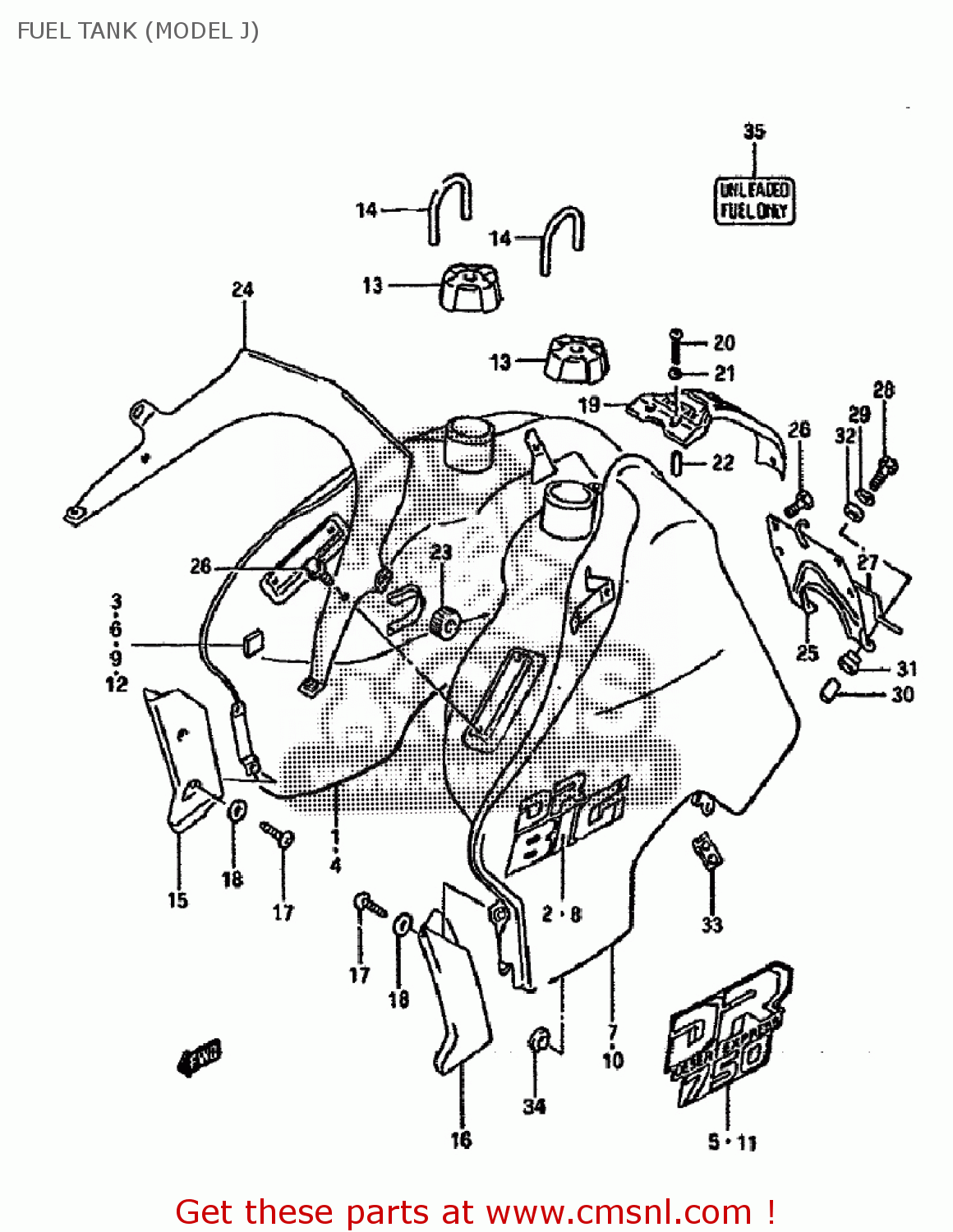 FUEL TANK (MODEL J) DR750S 1988 (J) (E04 E18 E22 E34 E75 E77)