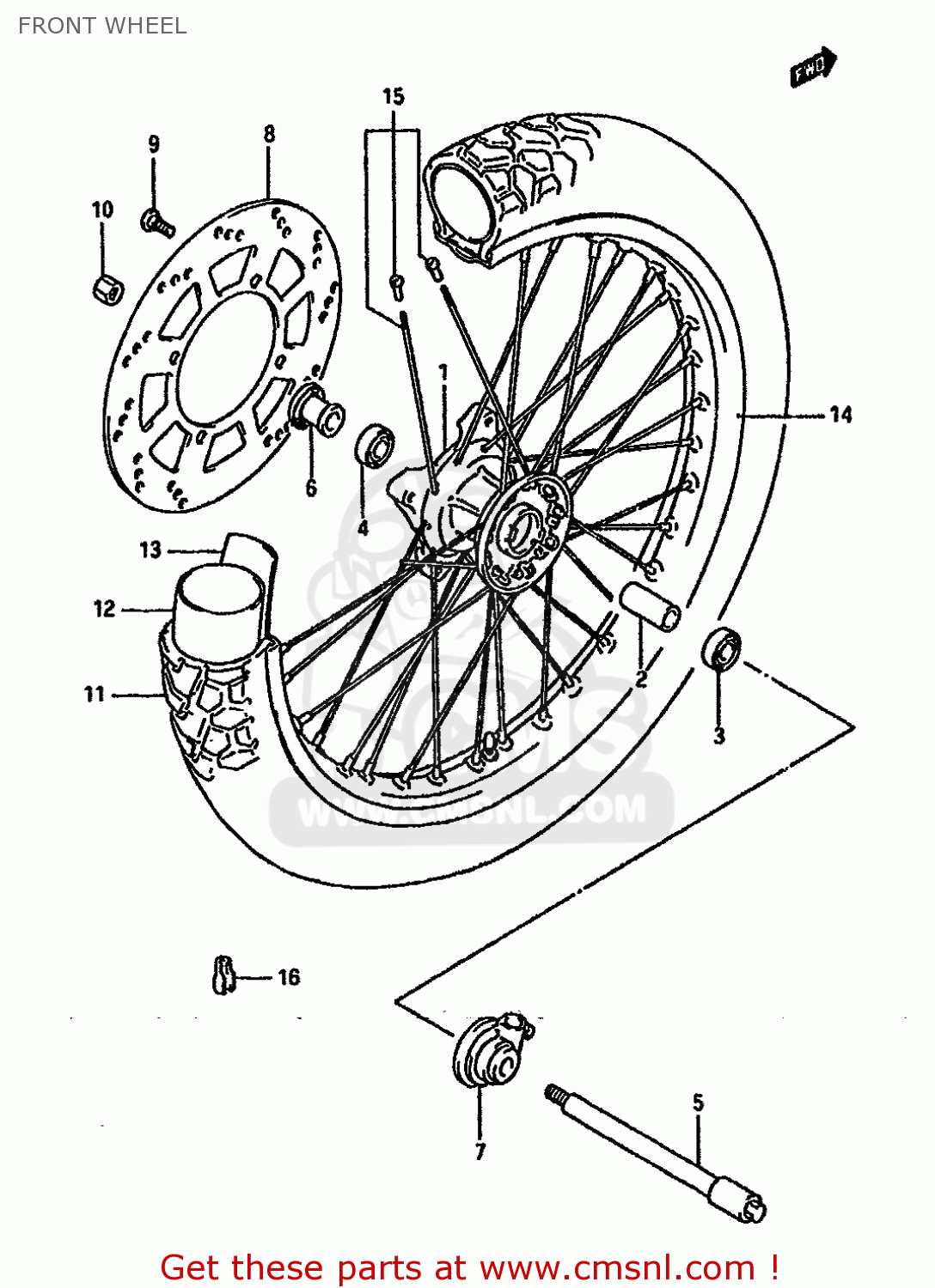 FRONT WHEEL DR750S 1988 (J) (E04 E18 E22 E34 E75 E77)