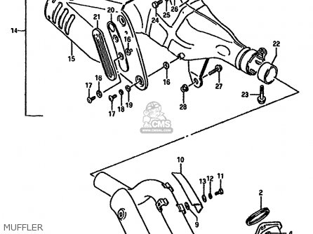 MUFFLER - DR750S 1988 (J) (E04 E18 E22 E34 E75 E77)