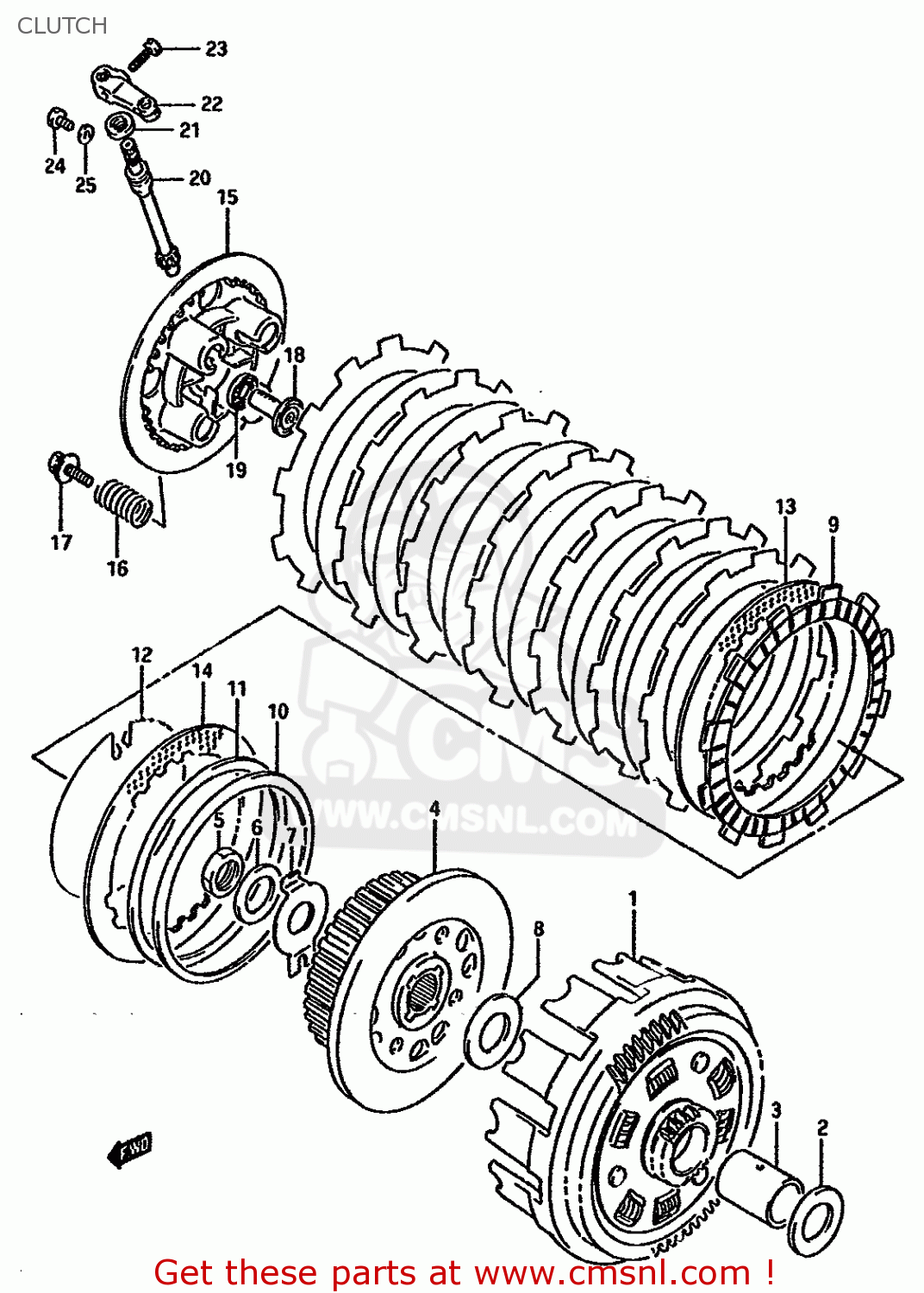 CLUTCH DR750S 1989 (K) (1 2 4 15 16 E17 E18 E21 E22 E24 E25 E34 E39 E53