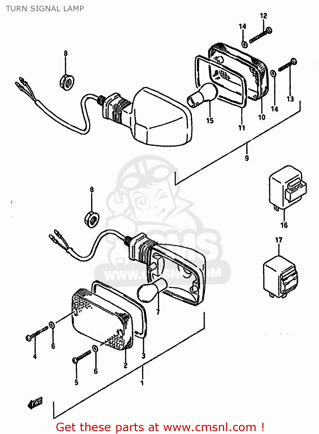 TURN SIGNAL LAMP DR750S 1989 (K) (1 2 4 15 16 E17 E18 E21 E22 E24 E25 E34 E39 E53