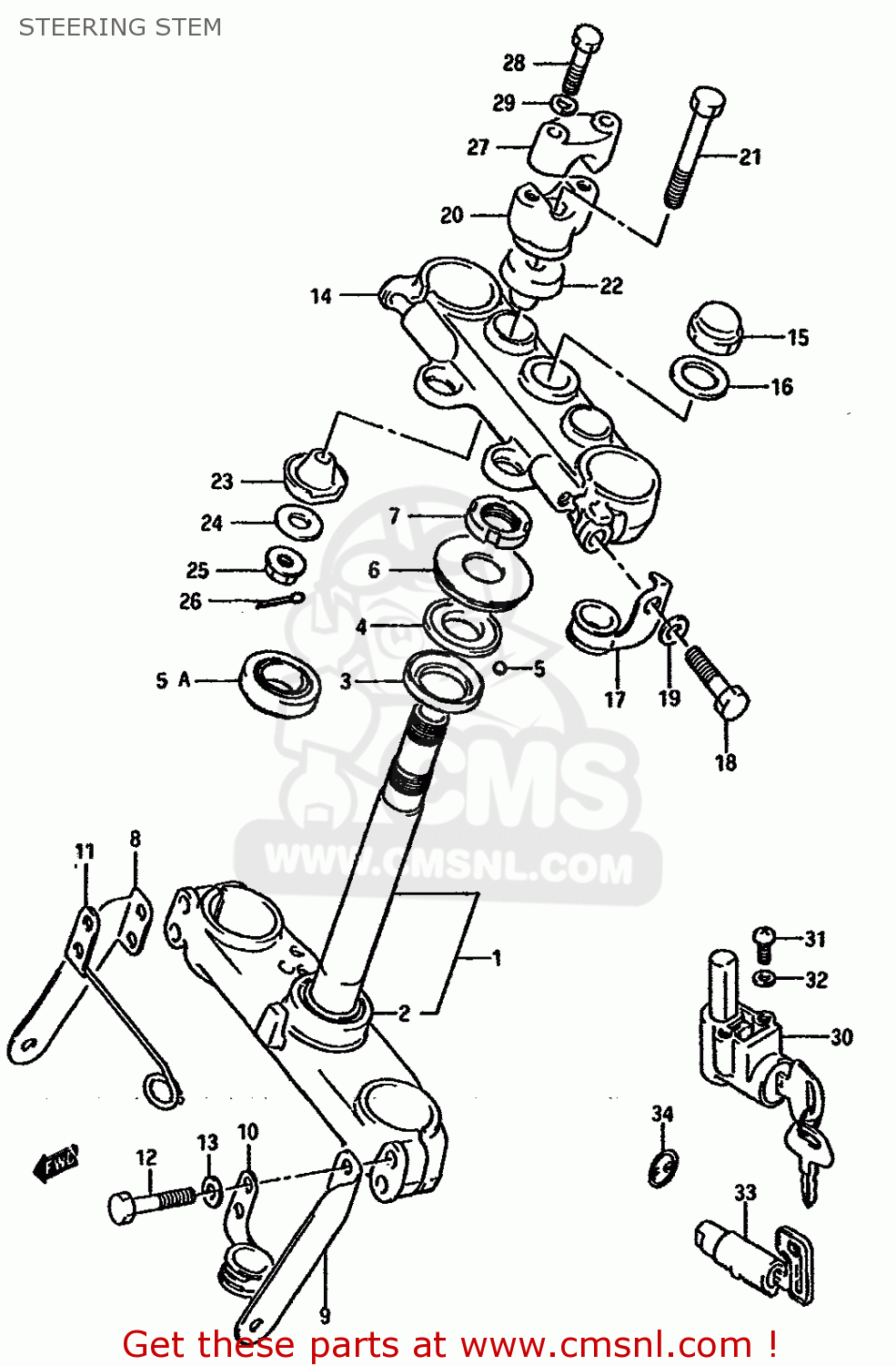 STEERING STEM DR750S 1989 (K) (1 2 4 15 16 E17 E18 E21 E22 E24 E25 E34 E39 E53