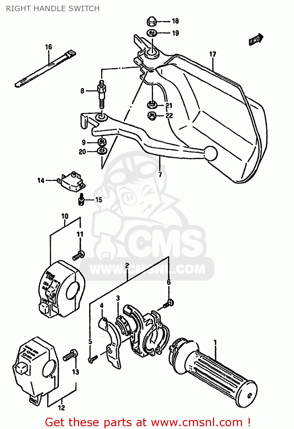 RIGHT HANDLE SWITCH DR750S 1989 (K) (1 2 4 15 16 E17 E18 E21 E22 E24 E25 E34 E39 E53