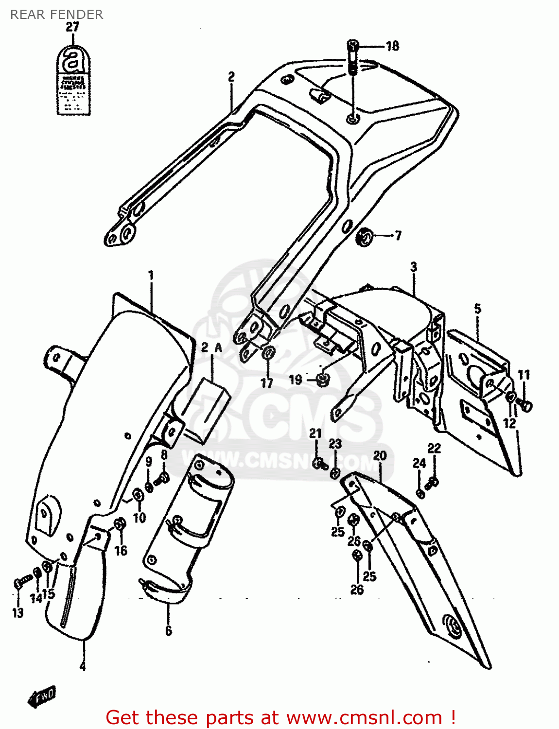 REAR FENDER DR750S 1989 (K) (1 2 4 15 16 E17 E18 E21 E22 E24 E25 E34 E39 E53