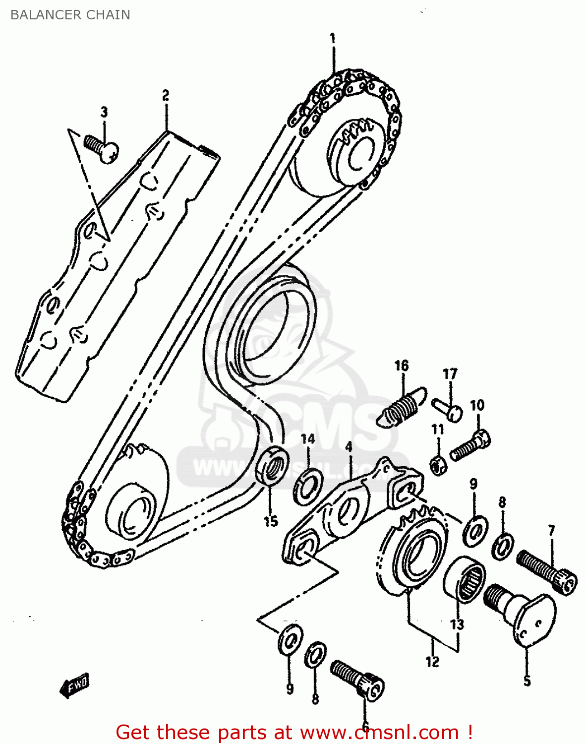 BALANCER CHAIN DR750S 1989 (K) (1 2 4 15 16 E17 E18 E21 E22 E24 E25 E34 E39 E53