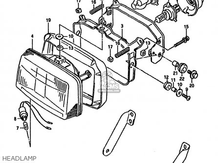 HEADLAMP - DR750S 1989 (K) (1 2 4 15 16 E17 E18 E21 E22 E24 E25 E34 E39 E53