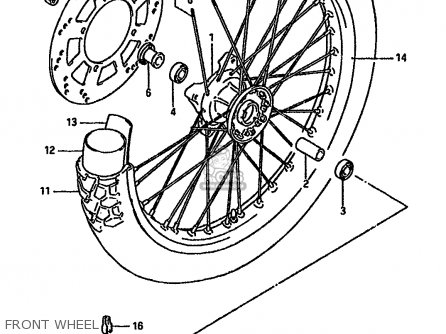 FRONT WHEEL - DR750S 1989 (K) (1 2 4 15 16 E17 E18 E21 E22 E24 E25 E34 E39 E53