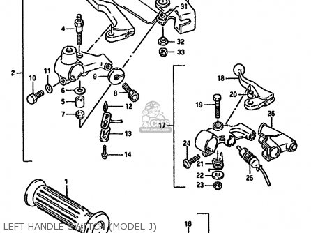LEFT HANDLE SWITCH (MODEL J) - DR750S 1989 (K) (1 2 4 15 16 E17 E18 E21 E22 E24 E25 E34 E39 E53
