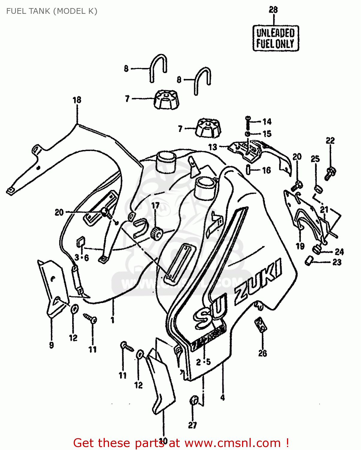 FUEL TANK (MODEL K) DR750SU 1988 (J) GERMANY (E22)