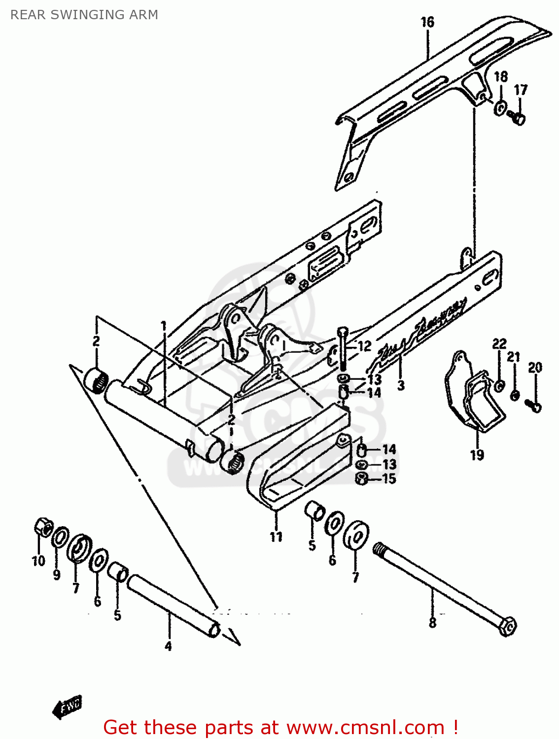 REAR SWINGING ARM DR750SU 1988 (J) GERMANY (E22)