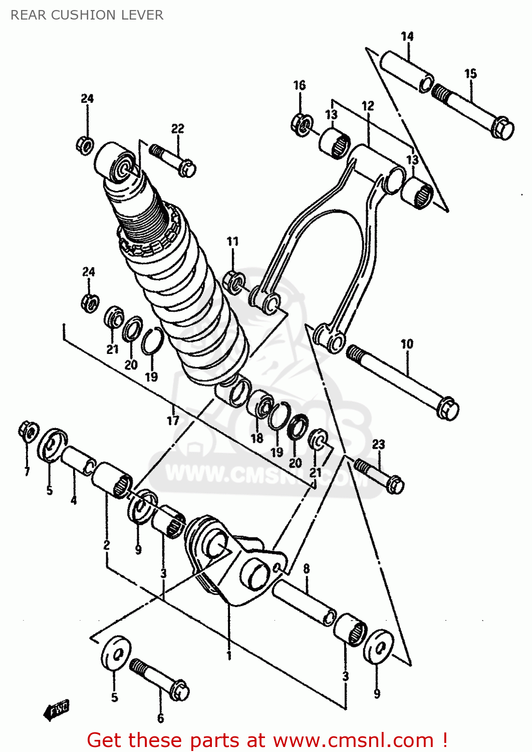 REAR CUSHION LEVER DR750SU 1988 (J) GERMANY (E22)