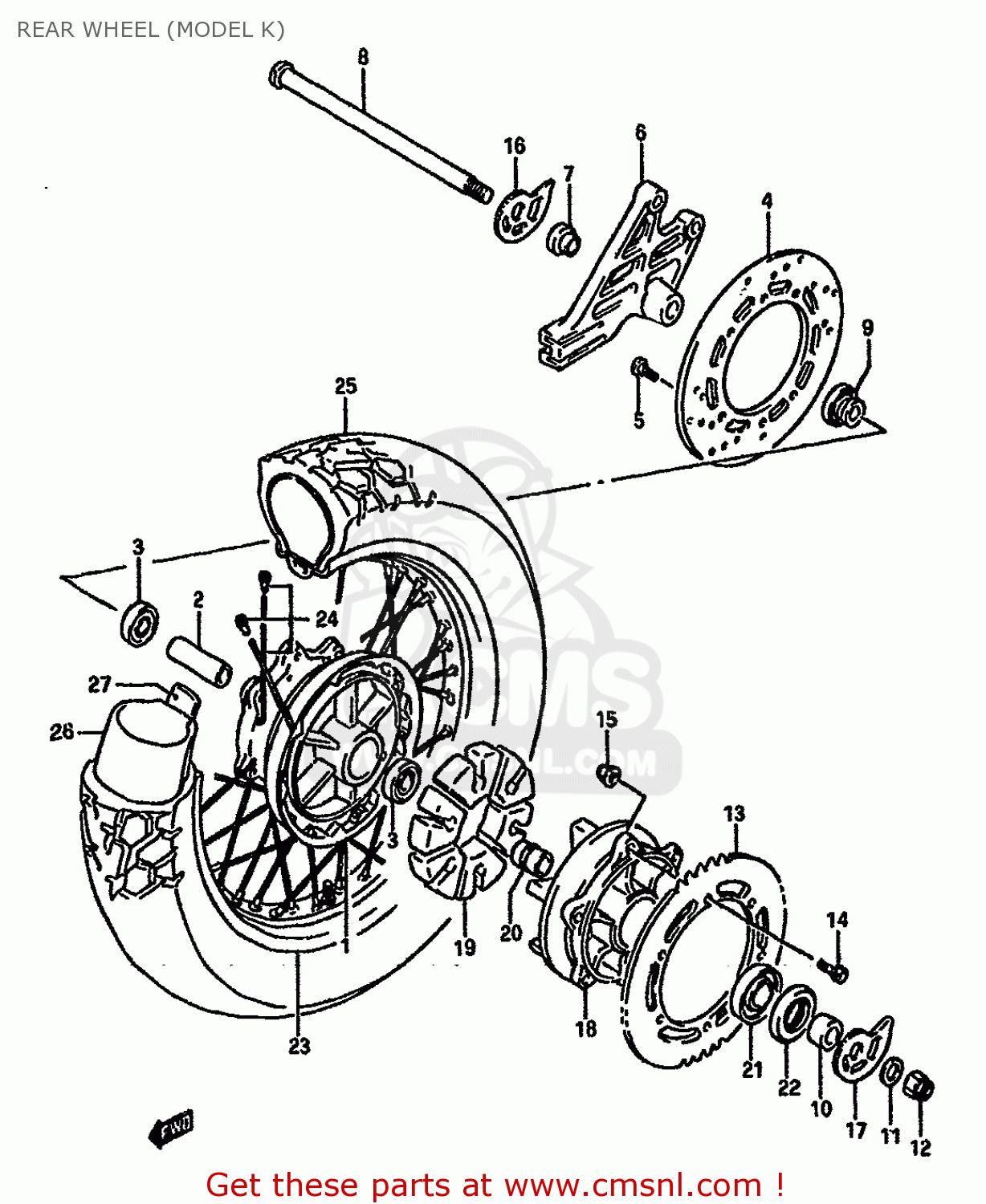 REAR WHEEL (MODEL K) DR750SU 1988 (J) GERMANY (E22)