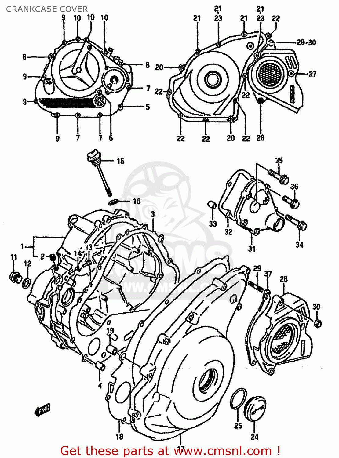 CRANKCASE COVER DR750SU 1988 (J) GERMANY (E22)