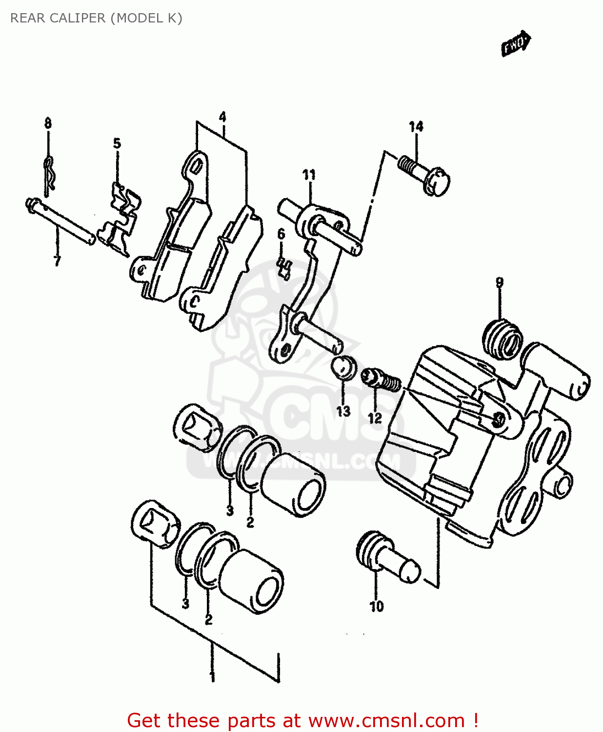 REAR CALIPER (MODEL K) DR750SU 1988 (J) GERMANY (E22)