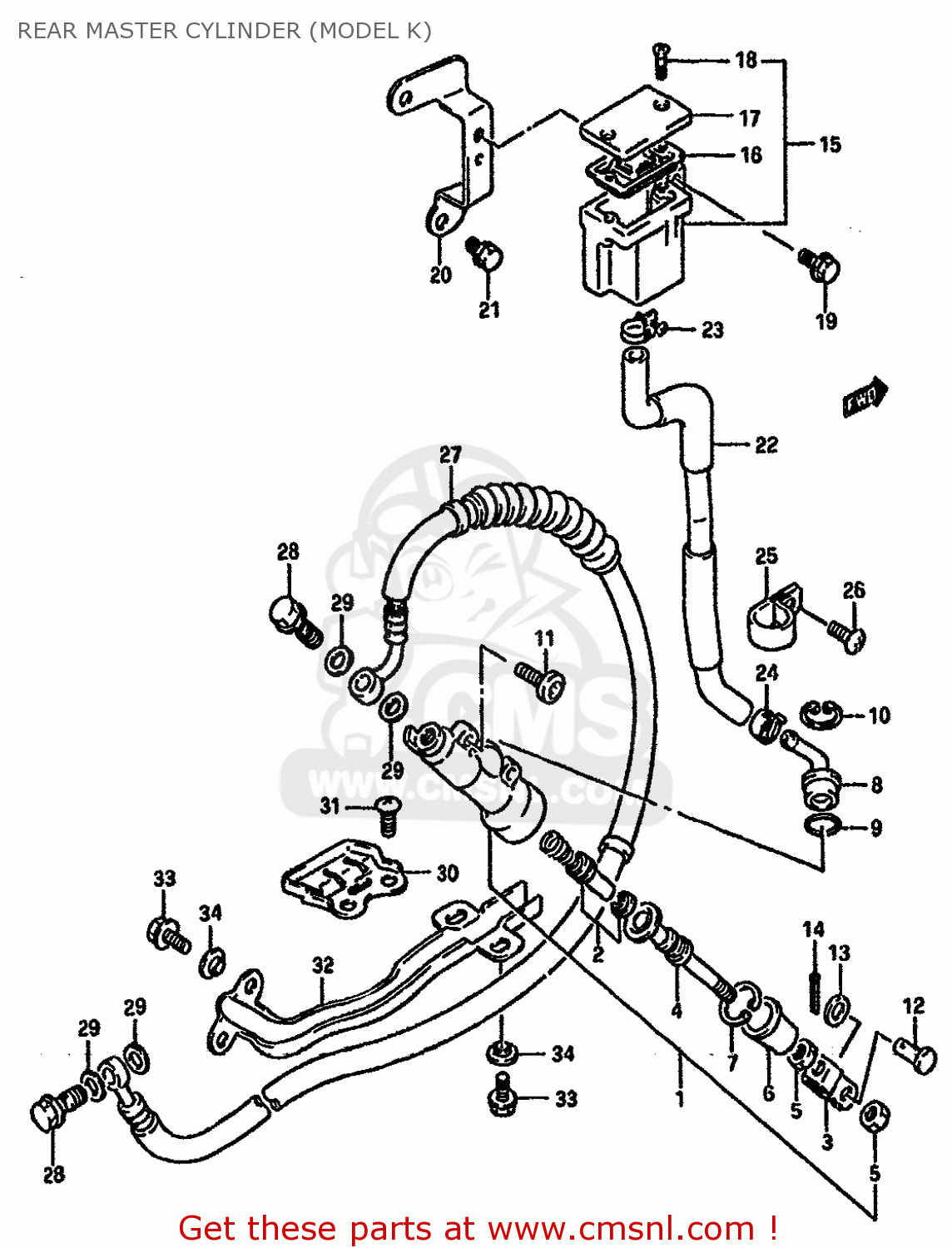 REAR MASTER CYLINDER (MODEL K) DR750SU 1988 (J) GERMANY (E22)