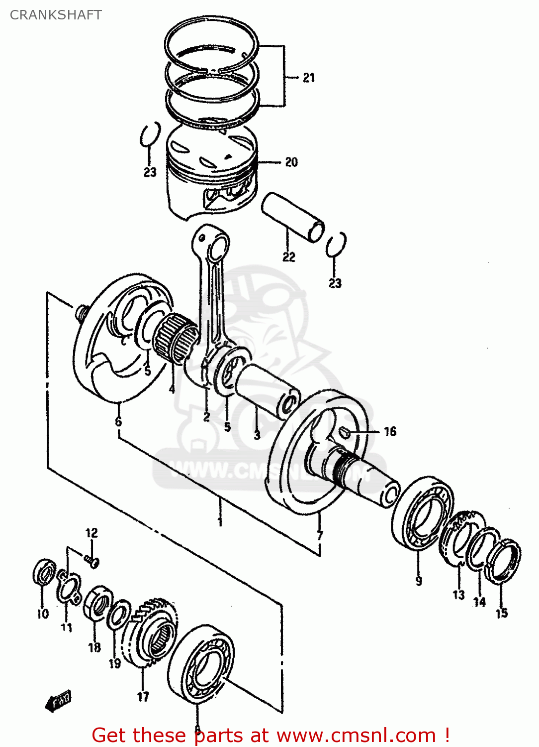 CRANKSHAFT DR750SU 1988 (J) GERMANY (E22)