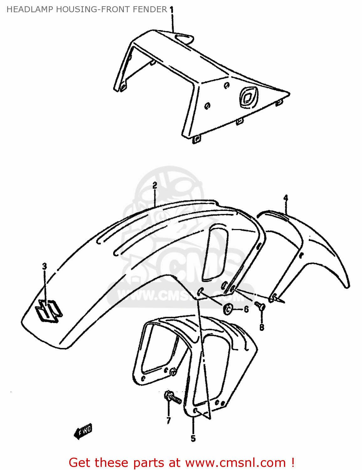 HEADLAMP HOUSING-FRONT FENDER DR750SU 1989 (K) GERMANY (E22)
