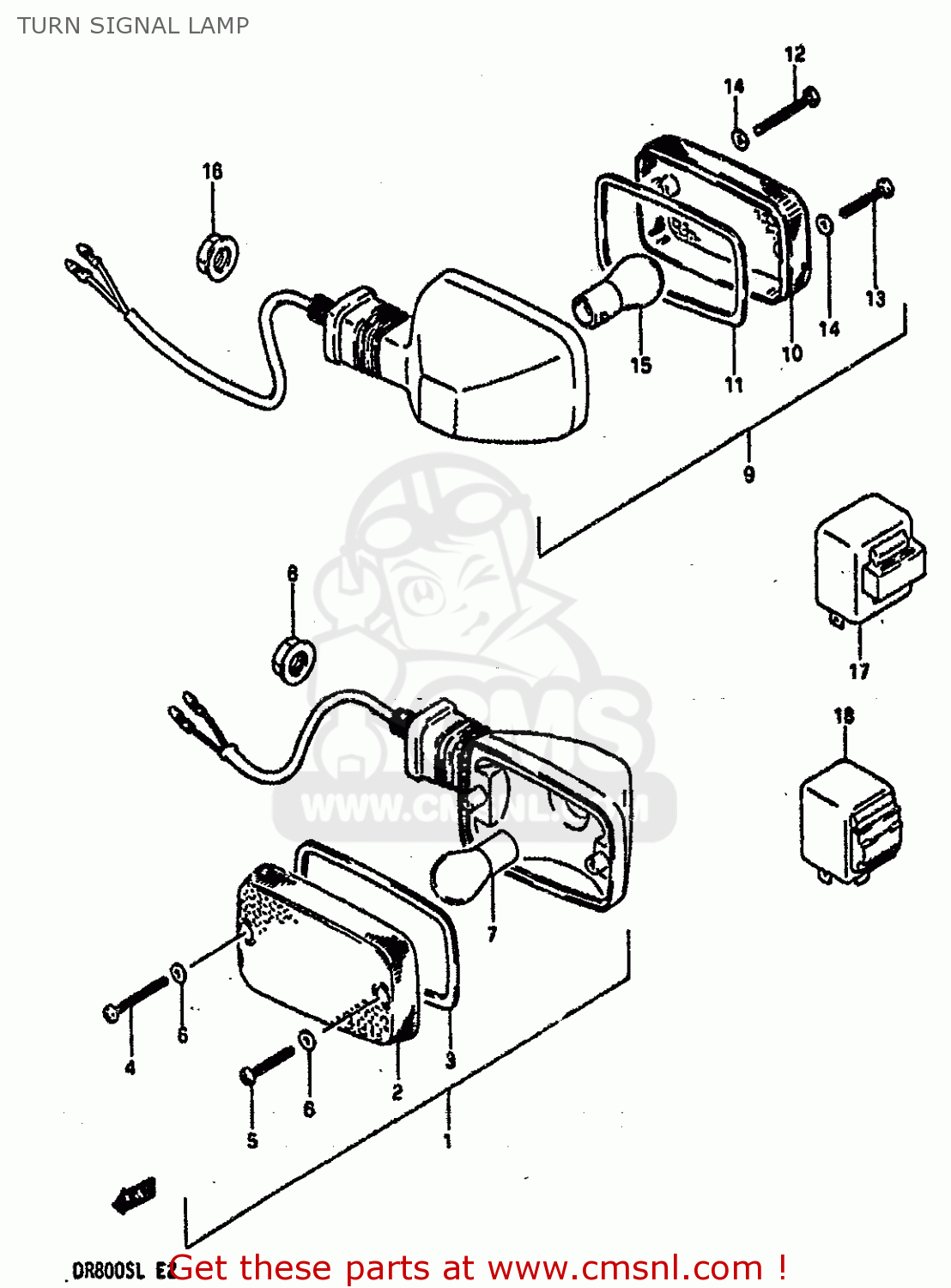TURN SIGNAL LAMP DR800S 1990 (L) (2 4 15 E16 E17 E18 E21 E22 E24 E25 E34 E39 E53