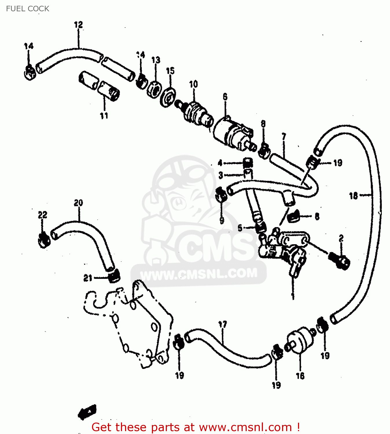 FUEL COCK DR800S 1990 (L) (2 4 15 E16 E17 E18 E21 E22 E24 E25 E34 E39 E53