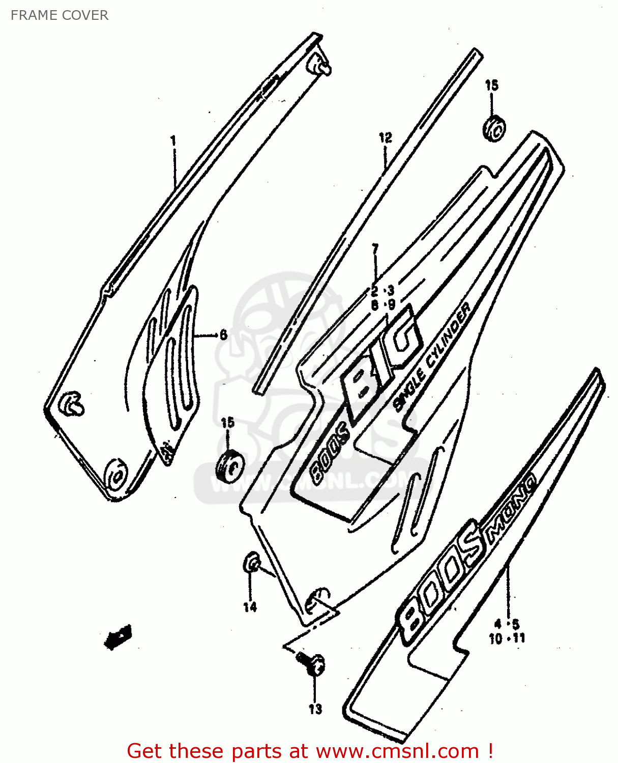 FRAME COVER DR800S 1990 (L) (2 4 15 E16 E17 E18 E21 E22 E24 E25 E34 E39 E53
