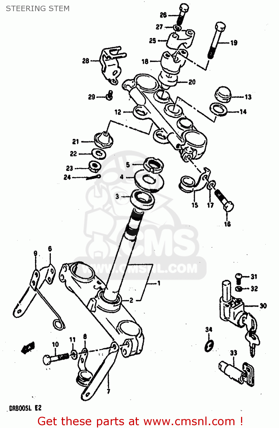 STEERING STEM DR800S 1990 (L) (2 4 15 E16 E17 E18 E21 E22 E24 E25 E34 E39 E53