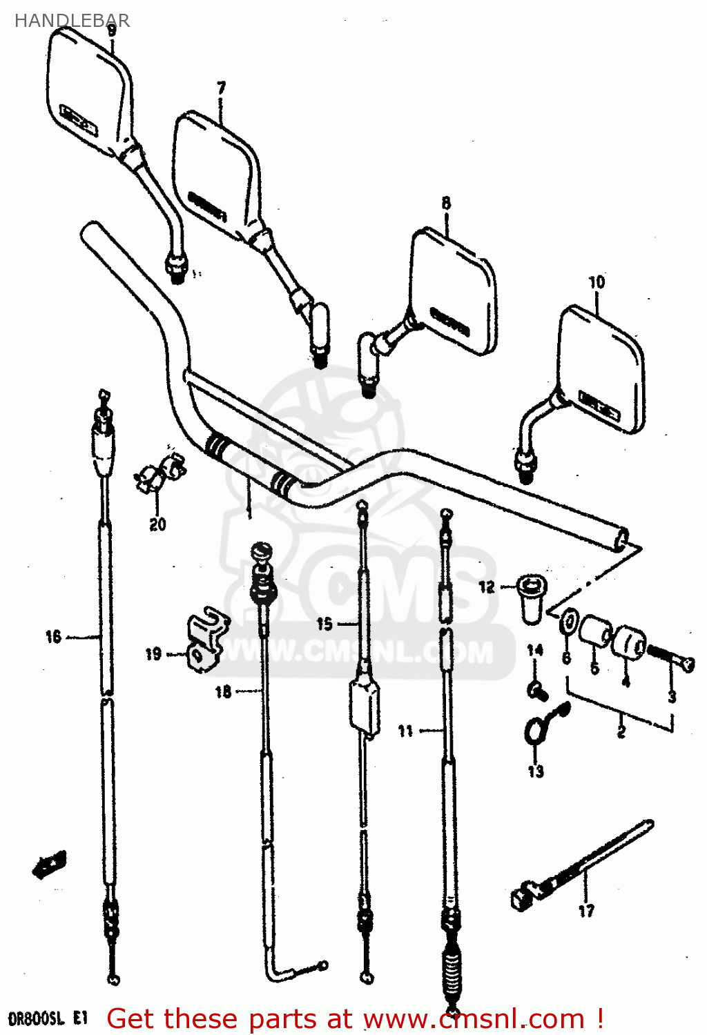 HANDLEBAR DR800S 1990 (L) (2 4 15 E16 E17 E18 E21 E22 E24 E25 E34 E39 E53