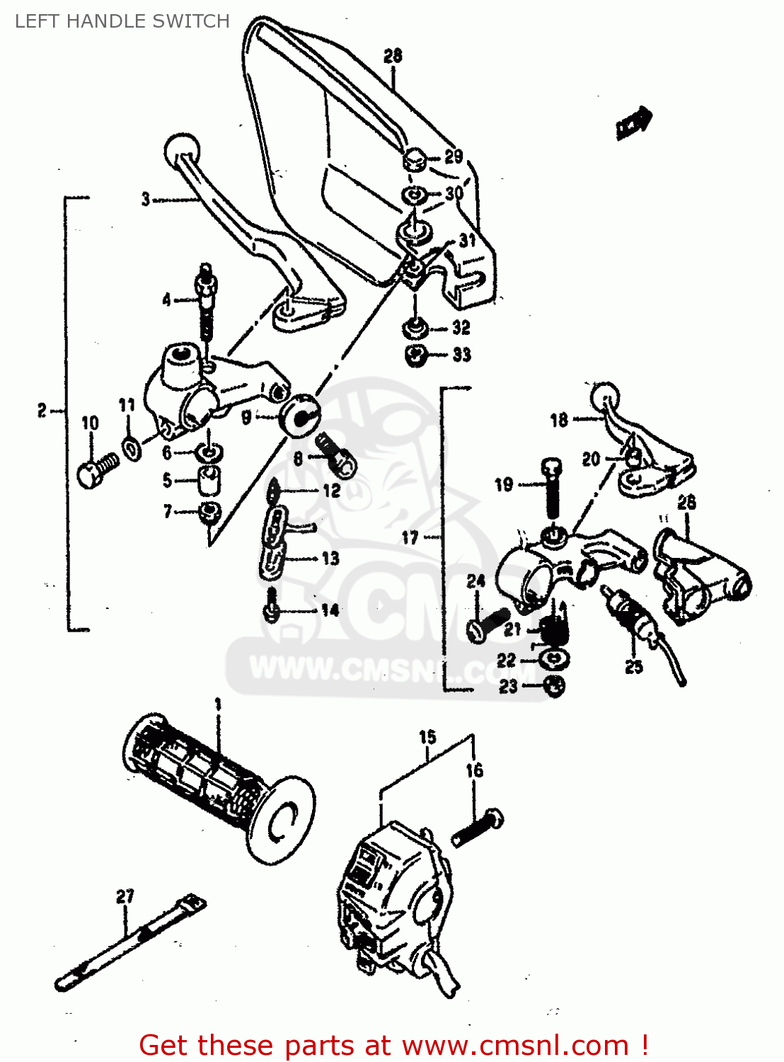 LEFT HANDLE SWITCH DR800S 1990 (L) (2 4 15 E16 E17 E18 E21 E22 E24 E25 E34 E39 E53