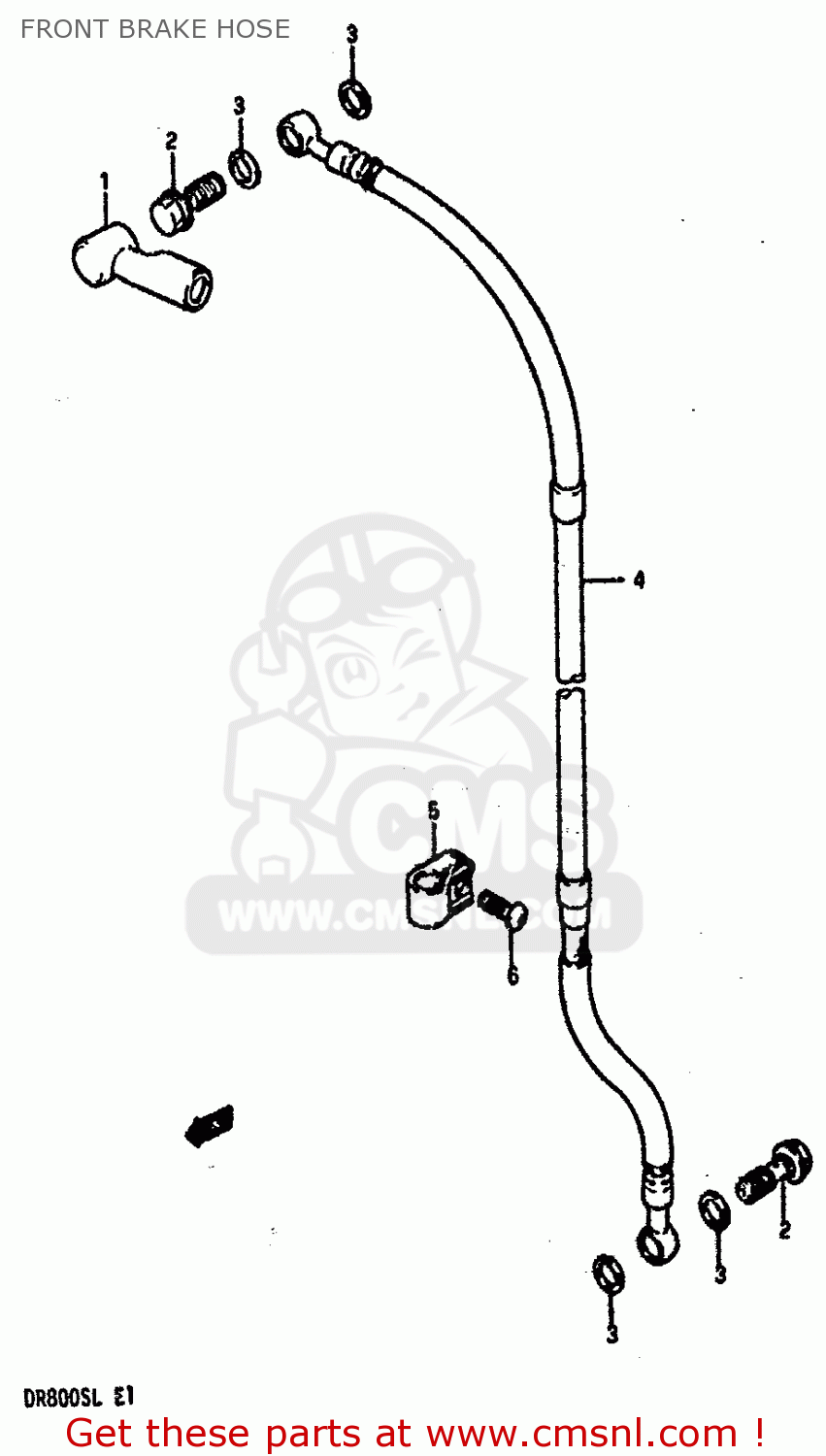 FRONT BRAKE HOSE DR800S 1990 (L) (2 4 15 E16 E17 E18 E21 E22 E24 E25 E34 E39 E53