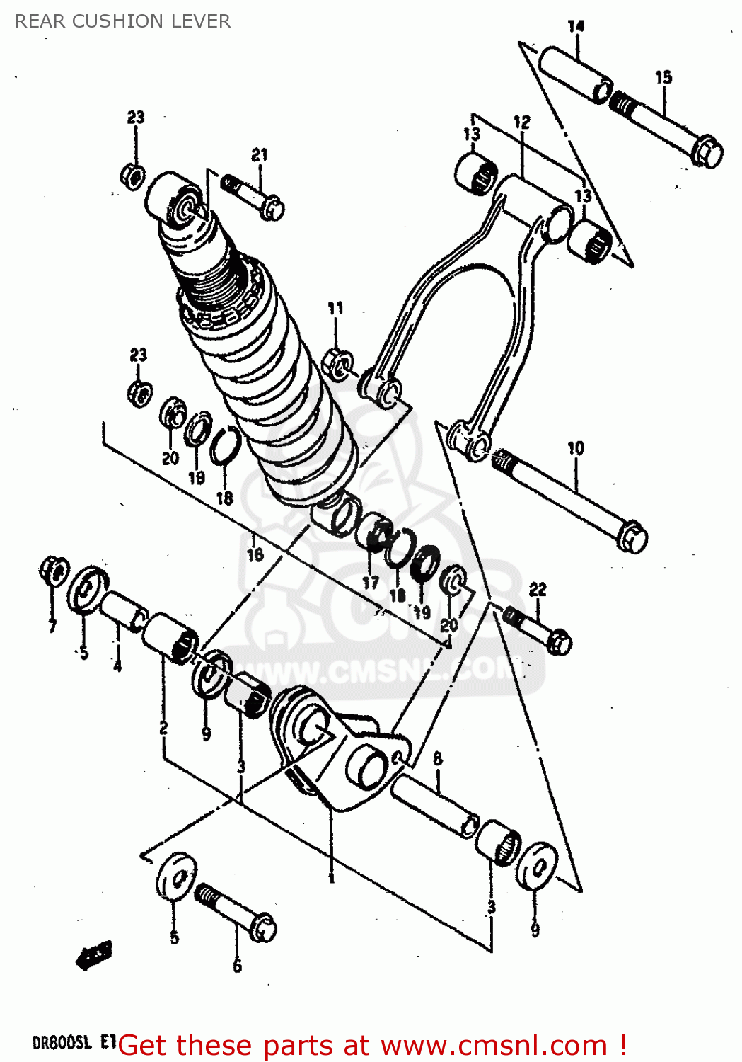 REAR CUSHION LEVER DR800S 1990 (L) (2 4 15 E16 E17 E18 E21 E22 E24 E25 E34 E39 E53