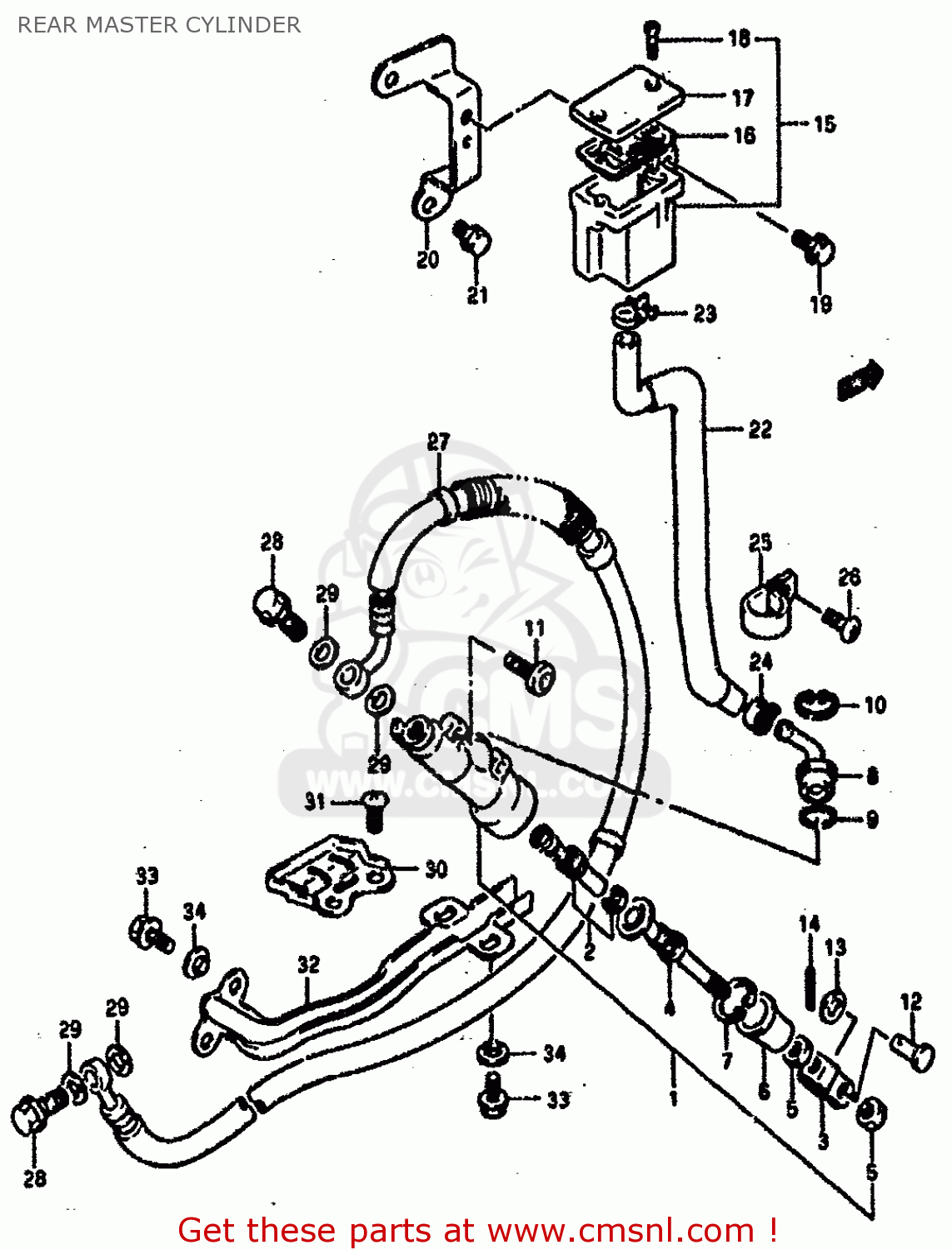REAR MASTER CYLINDER DR800S 1990 (L) (2 4 15 E16 E17 E18 E21 E22 E24 E25 E34 E39 E53