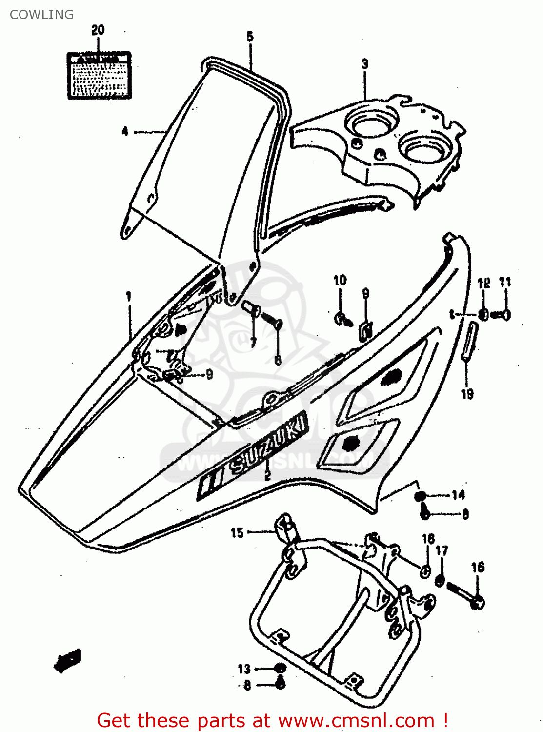 COWLING DR800S 1990 (L) (2 4 15 E16 E17 E18 E21 E22 E24 E25 E34 E39 E53