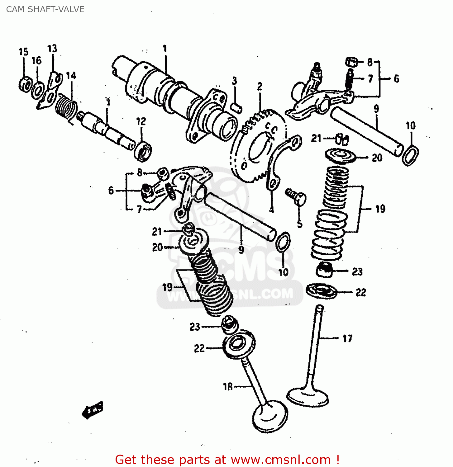 CAM SHAFT-VALVE DR800S 1990 (L) (2 4 15 E16 E17 E18 E21 E22 E24 E25 E34 E39 E53