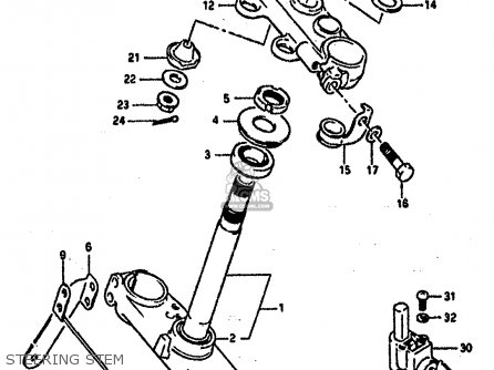 STEERING STEM - DR800S 1990 (L) (2 4 15 E16 E17 E18 E21 E22 E24 E25 E34 E39 E53