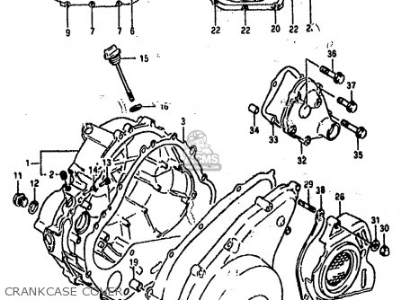 CRANKCASE COVER - DR800S 1990 (L) (2 4 15 E16 E17 E18 E21 E22 E24 E25 E34 E39 E53
