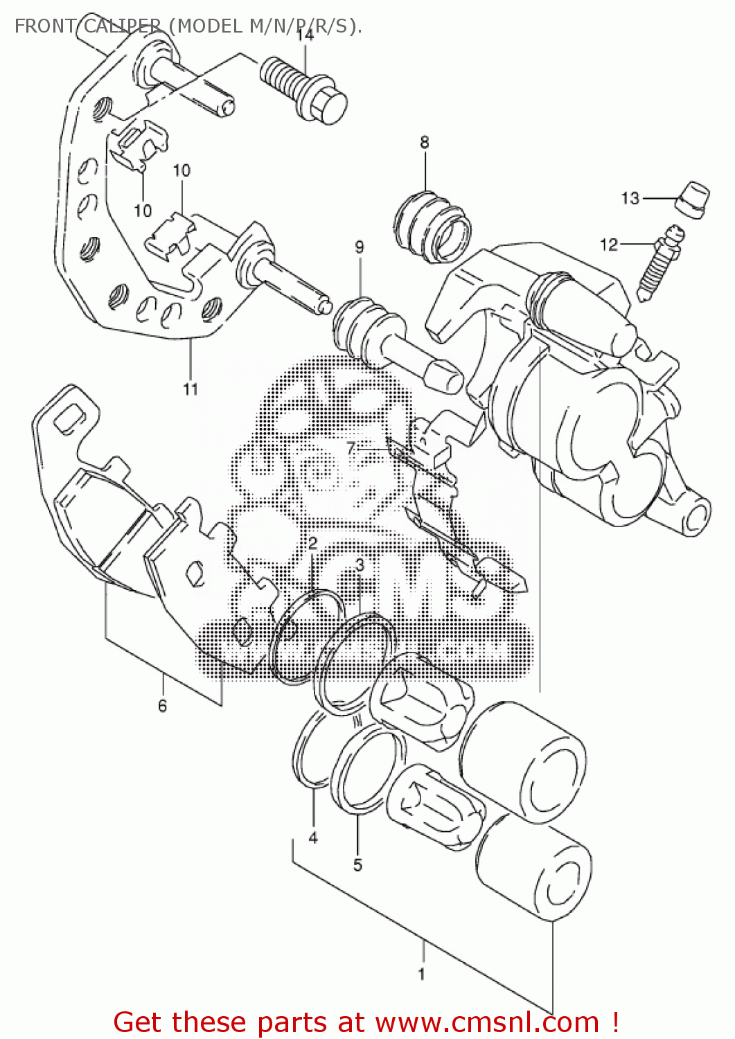 FRONT CALIPER (MODEL M/N/P/R/S). DR800S 1995 (S) (E04 E22 E34 E37)