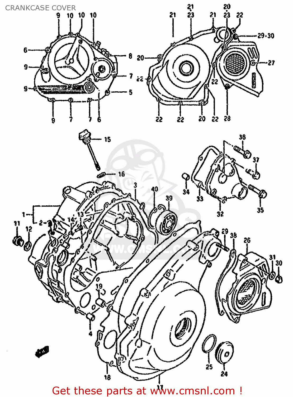 CRANKCASE COVER DR800S 1995 (S) (E04 E22 E34 E37)