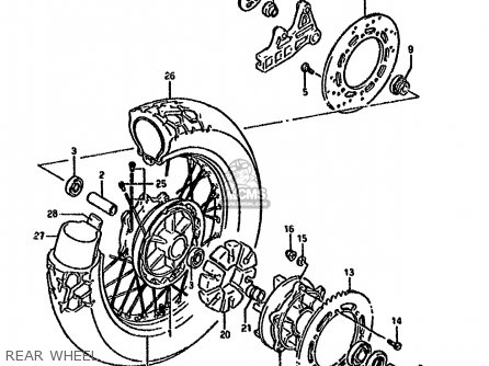 REAR WHEEL - DR800S 1996 (T) (E04 E18 E22 E34 E37)