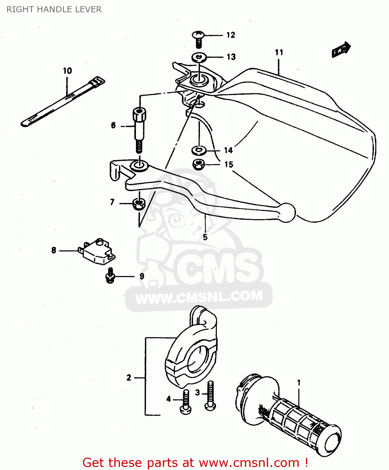 RIGHT HANDLE LEVER DR800S 1997 (V) FRANCE GERMANY ITALY (E04 E22 E34)