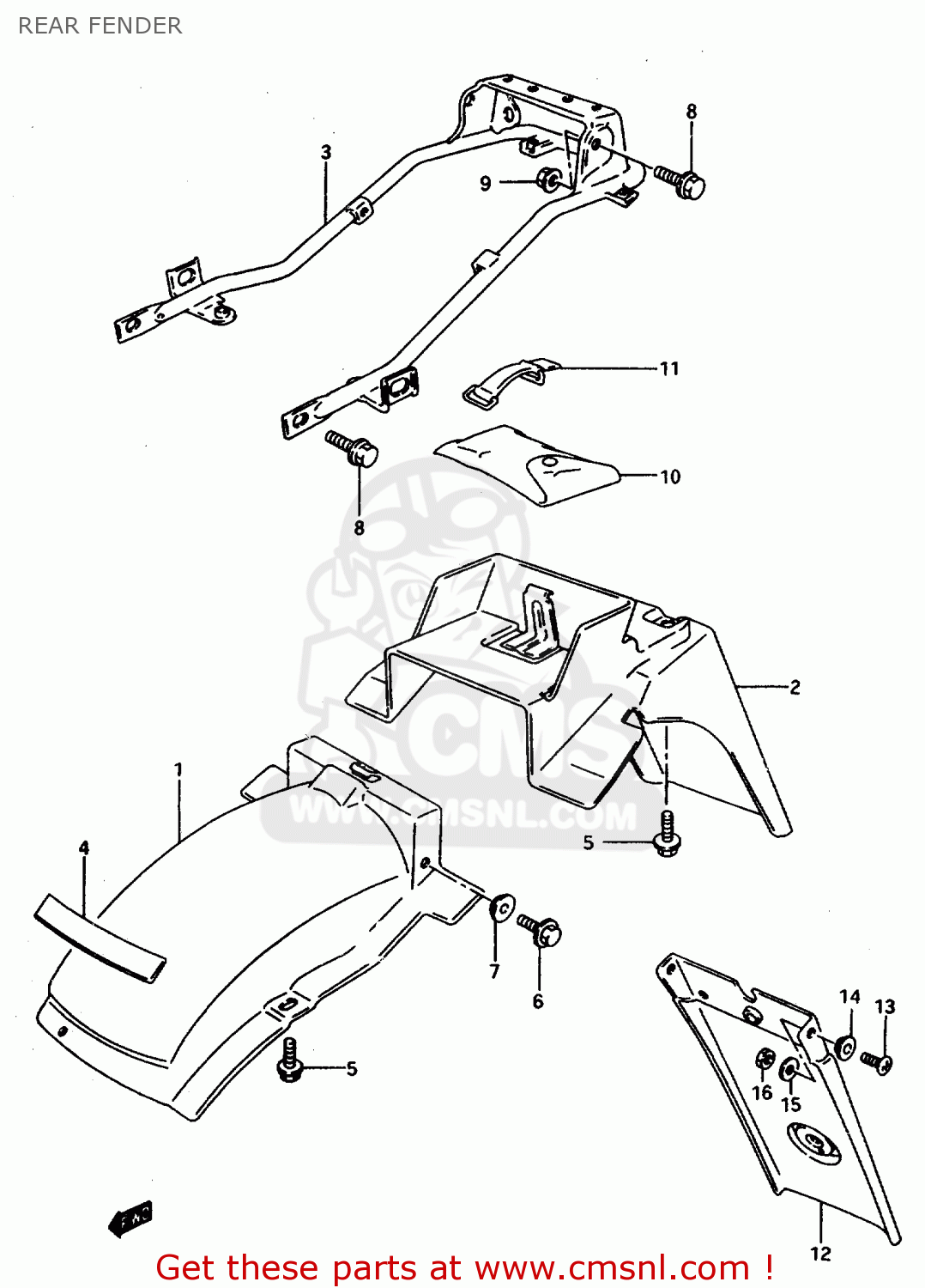 REAR FENDER DR800S 1997 (V) FRANCE GERMANY ITALY (E04 E22 E34)